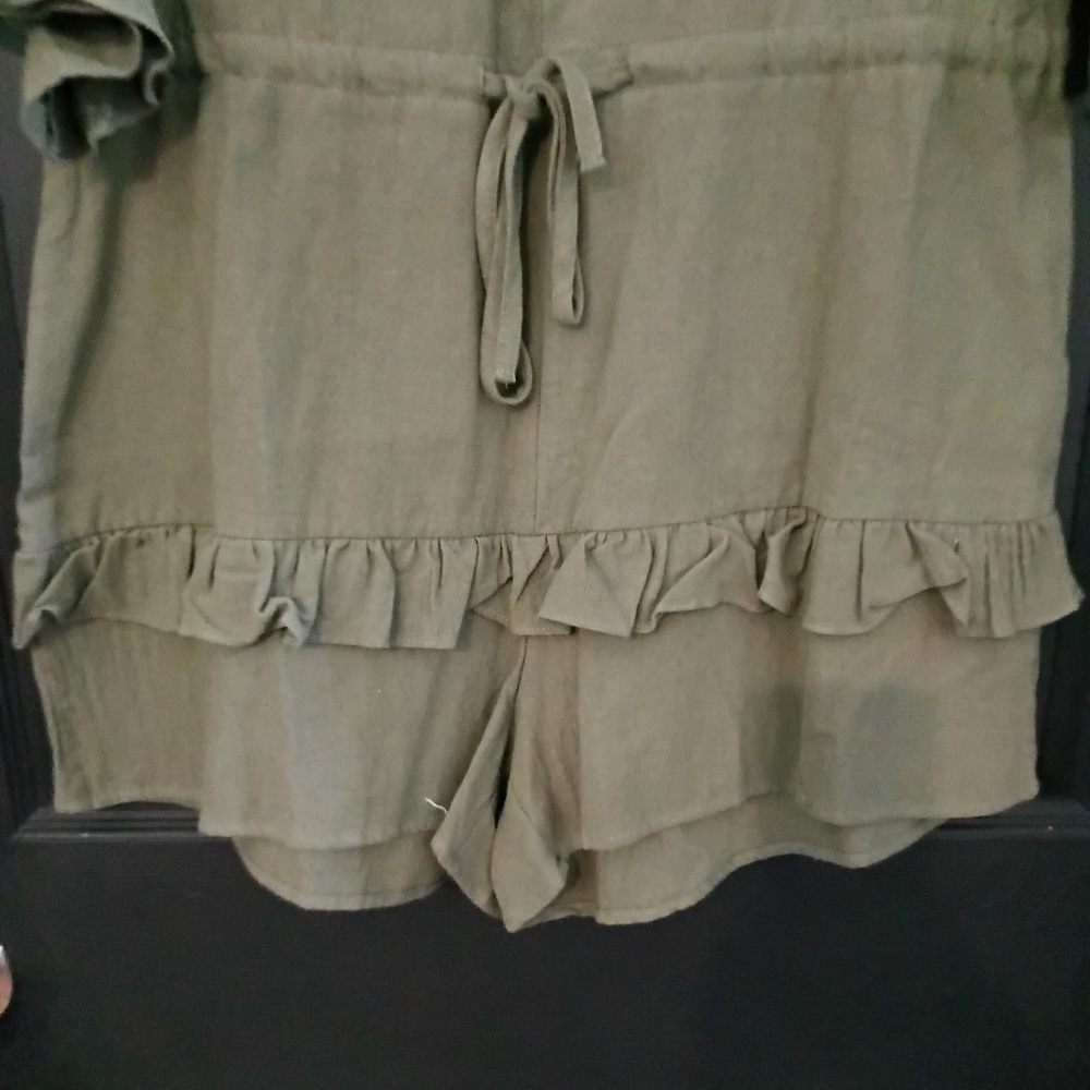 WDSTYLE V-Neck Ruffle Sleeve Layered Drawstring Waist Romper - Picture 5 of 14